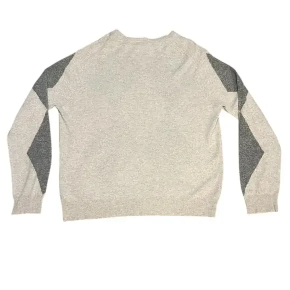 Anthony Thomas Melillo ATM XL NWT Mens Argyle Cashmere Crewneck Sweater Grey - Picture 2 of 6